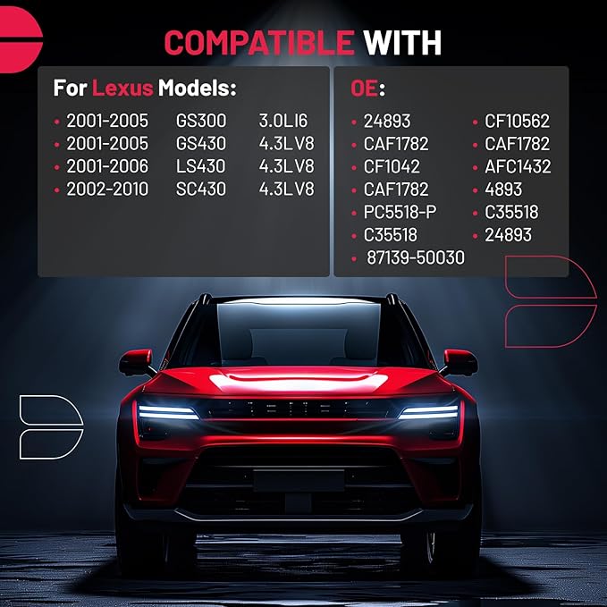 BDFHYK 1PC CF10562 Cabin Air Filter with Activated Carbon Compatible with Lexus 2002 2003 2004 2005 SC430, LS430, GS300, GS430 3.0L 4.3L