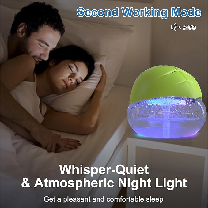 Water-Based Purifier Air Washer, Air Revitalizer & Freshener, Air Fresher with 7 LED Color Changing Light for Rooms (Green)