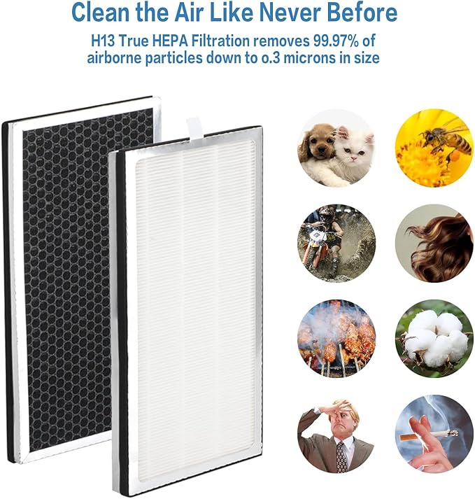 2 Pack 40 Replacement Filter H13 HEPA 40 Filter - Compatible with Modify 40 Series, 3-in-1 Filters Contains High-Efficiency Activated Carbon