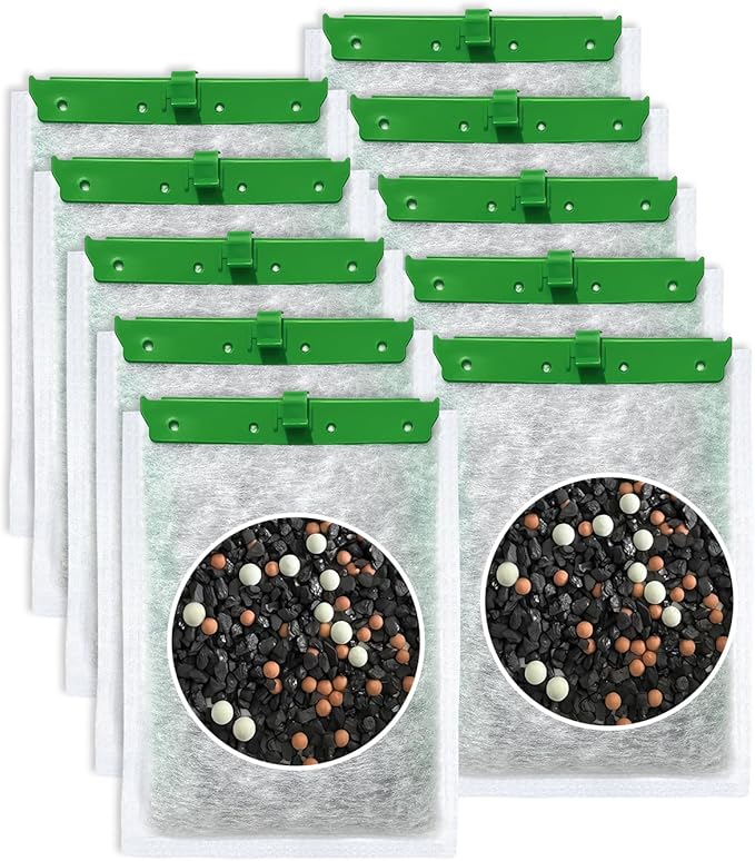 10-Pack Upgraded 5-Layer Filter Cartridges Large Compatible with Bio Bag Filter Cartridges Large Aquarium Filters, Turtle Tank Filter for Whisper Filter 20i 40i/ IQ 20 30 45 60/ PF20 30 40 60