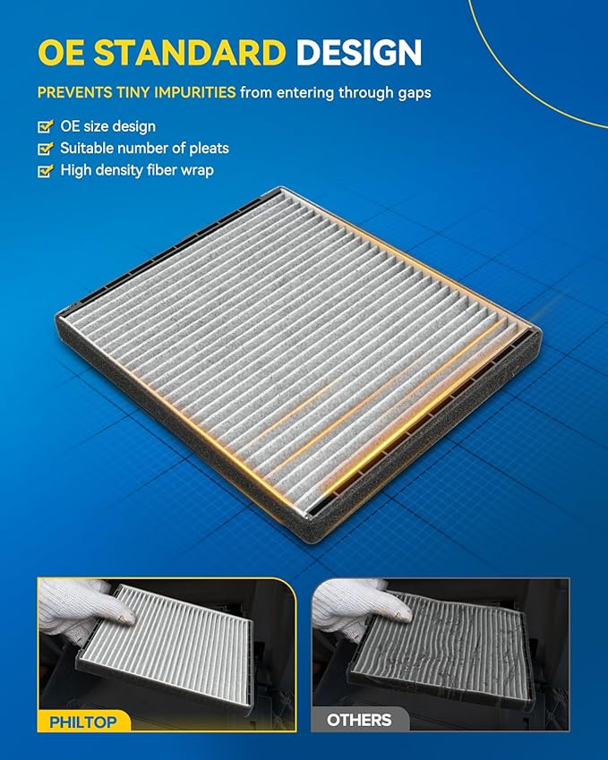 PHILTOP Cabin Air Filter, Replacement for CF10731 2006-2008 Grand Vitara 2.7L, 2009-2013 Grand Vitara 2.4L, 2009-2010 Grand Vitara 3.2L, Activated Carbon Filter Up Dust Pollen Odor