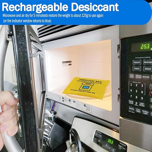 100g Rechargeable Desiccant Silica Gel Beads Pack Lab Desiccants Bag Rechargeable Moisture Absorbing for Storage Bins and Totes(6pack)