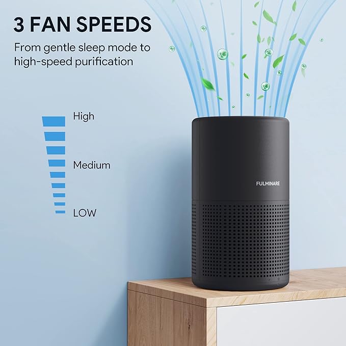 FULMINARE Air Purifiers for Bedroom H13 True HEPA Air Filter Quiet Air Cleaner With Night Light Portable Small Air Purifier for Home, Office, Living Room (Black 2 Pack)