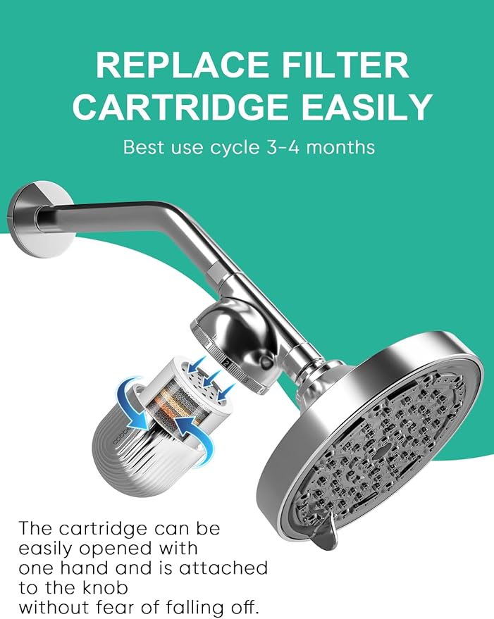 Cobbe Shower Filter | All-METAL Joint | 99% REMOVAL Shower Head Filter for Hard Water, Heavy Metals, Chlorine and Harmful Substance, Improve your skin and hair - Chrome