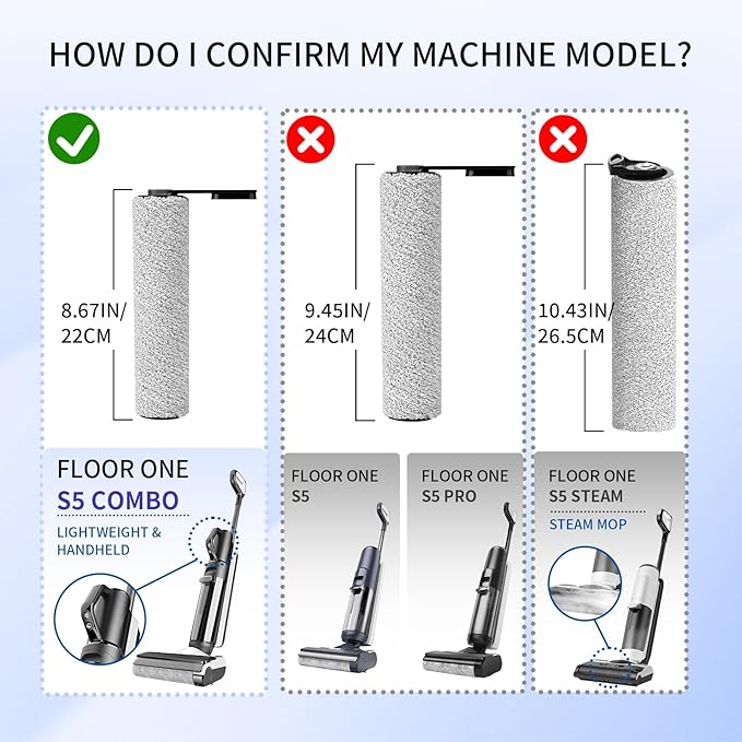 keluke Only S5Combo - Replacement Roller Brush and Filters Compatible with Tineco Floor One S5Combo Wet Dry Cordless Vacuum Cleaner(Not for Others S5 Series Models) 3 Brushes Roller,3 Filters