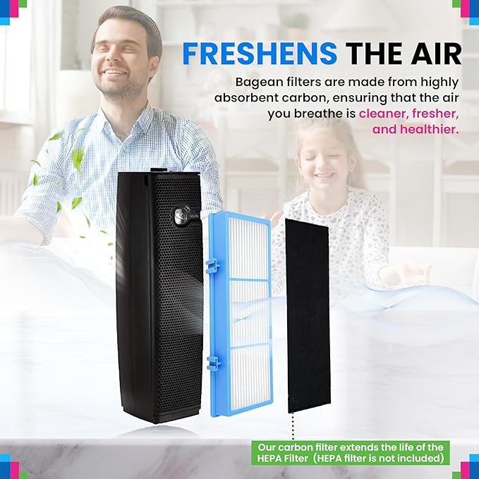 Bagean Activated Carbon Pre Filter 9.5" x 4.1" Compatible with Bionaire & Holmes AER1 Filter Replacement - Fits AER 1 Holmes Air Purifier Filters - Removes Odors and Freshen the Air (4-Pack)