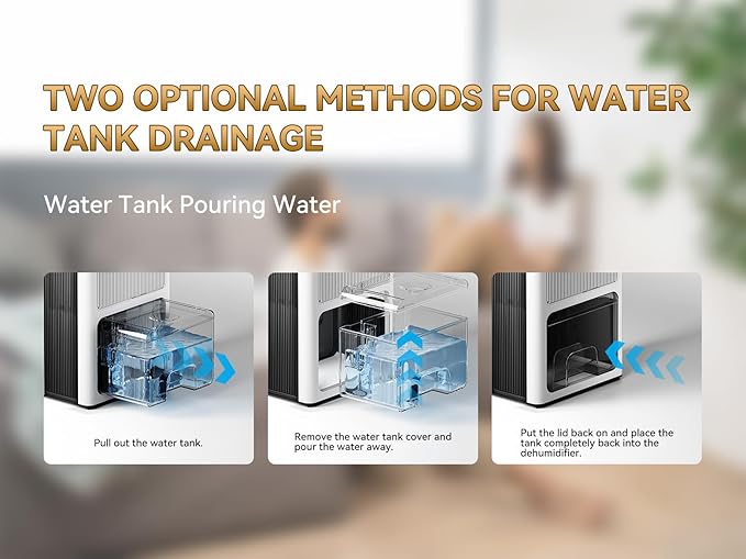 95oz Home Dehumidifier, (950 sq.ft) Quiet dehumidifier for Bedroom Bathroom with Drain Hose, with Air Reusable Filter Indoor deshumidificador for Basement RV Closet