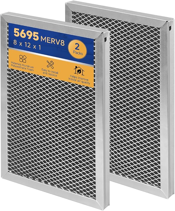 5695 Dehumidifier Filter MERV 8 Washable 8 x 11.7 x1 Compatible with Whole-House Dehumidifiers Models 1820 1820Z E070 E070KZ E070KZM E070N E070T E070Z Replacement Filter 2 Packs