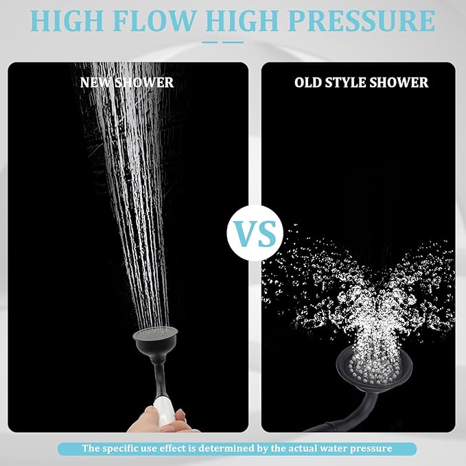 HOMEDEC Vintage Handheld Shower Head with 59inch Flexible Hose High-Pressure Antique Rain Showerhead Combo Replacement No Wand Holder, Round Telephone Shape, Matte Black