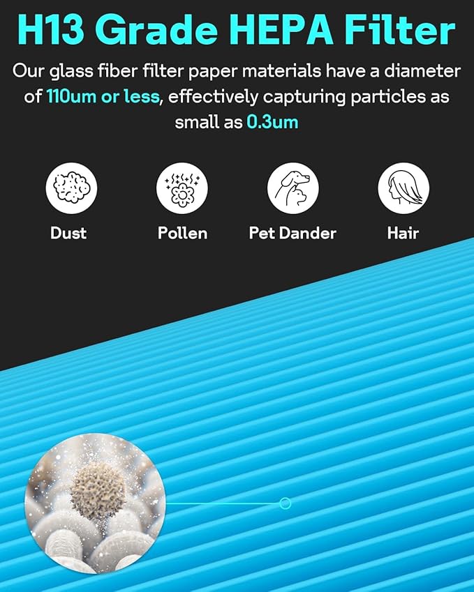 Leemone Blue Pure 411 Series AllergenBlock Filter Compatible with Blueair Blue Pure 411, 411 Auto, 411+ Air Purifier, 2 Pack