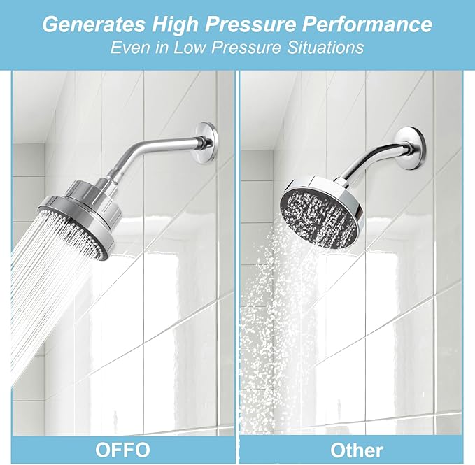 OFFO Filtered Shower Head, 20 Stage Shower Filter Head for Hard Water, 6 Modes High Pressure Shower Head with Filter for Remove Chlorine and Harmful, Chrome