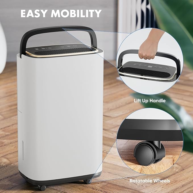 Sweetcrispy 2,000 Sq. Ft. Dehumidifier for Basement, 30 Pints Dehumidifiers for Home with Drain Hose, 74oz Water Tank Portable Quiet Moisture Remover, Ideal for Bedroom & Bathroom