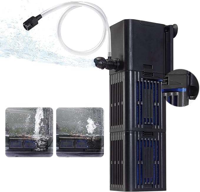 Aquarium Filter Water Flow Adjustable for 55-200 Gallon Fish Turtle Tank 400GPH Biochemical Filtration 4in1 Submersible Internal Powerful Pumps & Filters Keep Freshwater Saltwater Crystal Clear Large