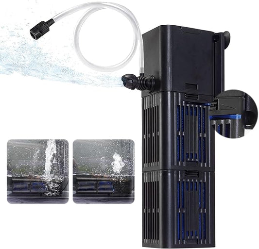 Aquarium Filter Water Flow Adjustable for 55-200 Gallon Fish Turtle Tank 400GPH Biochemical Filtration 4in1 Submersible Internal Powerful Pumps & Filters Keep Freshwater Saltwater Crystal Clear Large