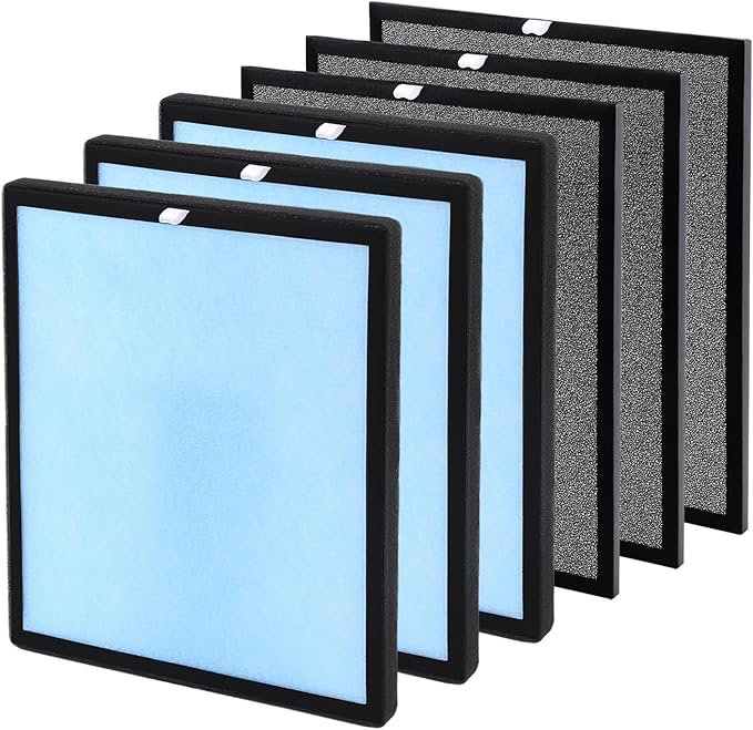 HSP001 True HEPA Filter Replacement, Compatible with HSP001 Air Purifier, 4 in 1 H13 True HEPA and Activated Carbon Pre-Filter, 3 Pack