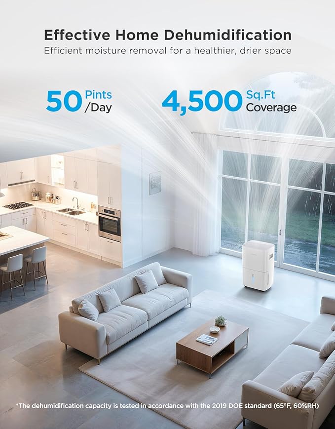GoveeLife Dehumidifier with Pump for Home 4,500 Sq. Ft. 50 to Max 137 Pint, Drain Hose, Smart Dehumidifier for Basement with Humidity Control, Auto Shut Off/Defrost, 5 Modes, Bedroom, Bathroom, Garage