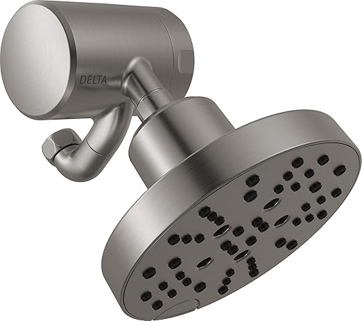 Delta Faucet 5-Setting H2Okinetic Shower Head Black Stainless with Clarifi Premium Shower Filter Attachment with Filter