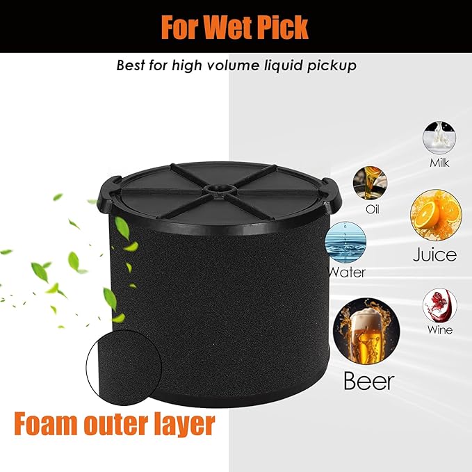 VF3700 / WS14045F Filter Replacement for Ridgid/Workshop Shop Vacuum Wet Application Foam Filters 3/4/4.5 Gallon Rigid Wet Dry Portable Vacuums, Wet Pick Up Filter-2 Pack
