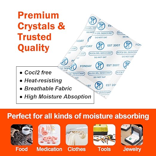 1 Gram 200 Packets Fonday Food Grade Silica Gel Desiccants Packs Moisture Absorbers Dehumidifier
