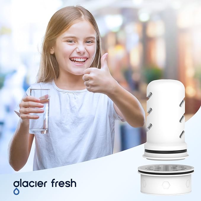 GLACIER FRESH Water Pitcher Filter Replacement for LS Home Dispenser and Pitcher Systems, Reduces Chlorine Taste and Odor, 2 Membrane Micro and 4 Activated Carbon + Ion Exchange
