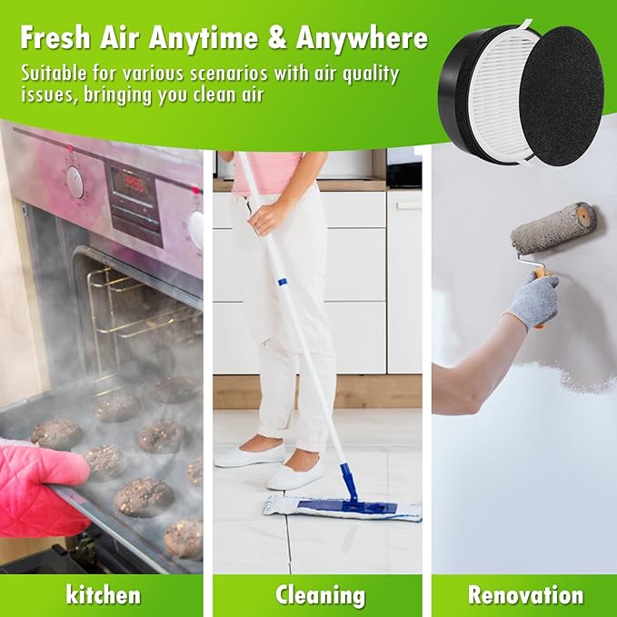 DerBlue 4 PACK Replacement Filter Compatible with LEVOIT LV-H-132 Air Puri-fier,Activated Carbon Filters Set,Part # LV-H-132-RF