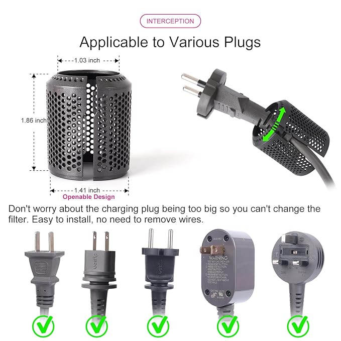 Hair Dryer Inner Filter + Outer Filter Cage Replacement for Dyson Hair Dryer HD01 HD03 HD08 Models, Hair Dryer Filter Mesh Filter Cover Cap Replacement Parts (Metallic Grey)