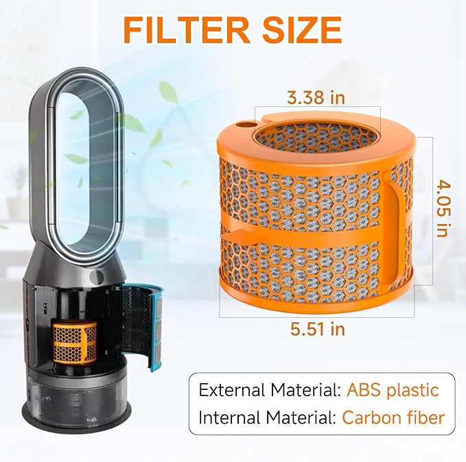 2 Pack PH01 Carbon Fiber Evaporator Air Filter Replacement Compatible with Dyson PH01 PH02 PH03 PH04 PH3A Air Puri-Fier Humidifier Filter, Replaces Parts 970718-01