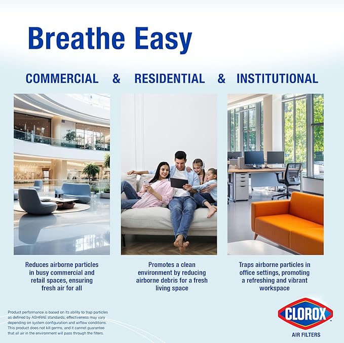 Clorox 20x22x1 Air Filter, MERV 13 Pleated HVAC AC Furnace Air Filters, MPR 1500 & FPR 10 – Pack of 4