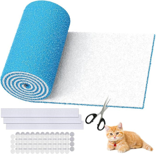 Air Vent Filter Kit - 20" x 90" Cut to Fit Air Filter Materials MERV 8 Electrostatic Media Roll for Home Floor, Ceiling, AC, HVAC, RVC Furnace Vents, With 48PCs Adhesive Hook Tape