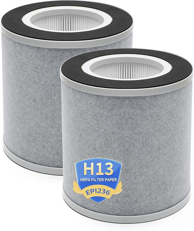 EPI236 Replacement Filter Compatible with Elechomes EPI236 Air Purifiers,H13 HEPA Activated Carbon 3-Stage Filtration,2 Pack