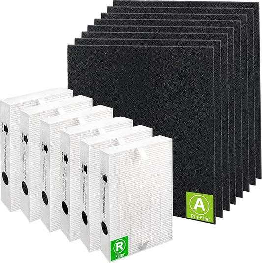 6Pack HPA300 HEPA Filter Replacement for Honeywell Air Purifiers Filter HPA300 HPA200 HPA100 Series - Replace HRF-R3 & HRF-R2 & HRF-R1&HRF-AP1 with 8 Pack Activated Carbon Pre-Filter by Blutoget