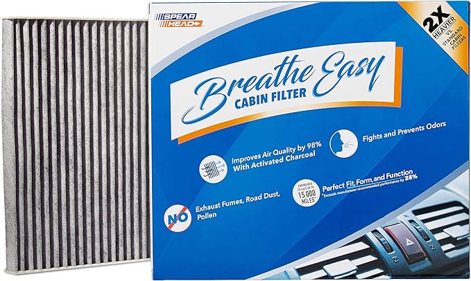 Spearhead Odor Defense Breathe Easy AC & Heater Cabin Filter | Fits 2002-08 Corolla, 2003-08 Matrix Like OEM | Up to 25% Longer Lasting w/Activated Carbon (BE-133)