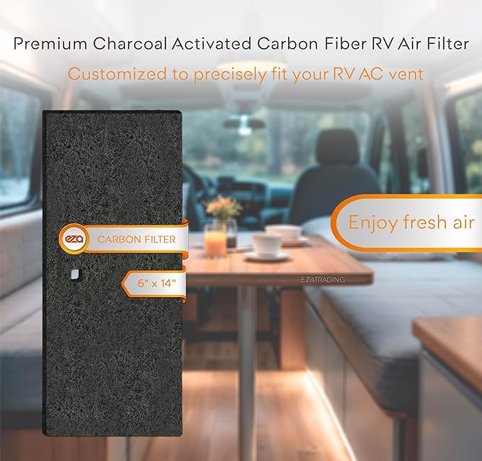 RV Premium Charcoal Activated Carbon Fiber Air Conditioner Filter - Air Duct AC Carbon Filter Replacement for RV AC Vent (2 Pack, 6" x 14")