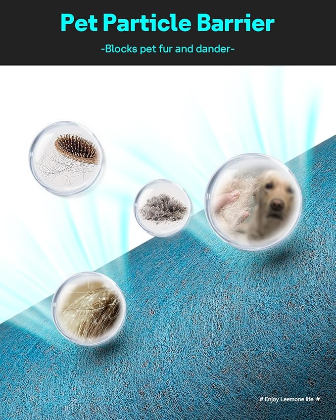 Leemone HP152 Replacement Filter Compatible with Shark Air Purifier HP150, HP151, HP152, HP155, UA155, HP152C, HE15FKPET, NeverChange True HEPA with Pet Particle Barrier, 2 Pack