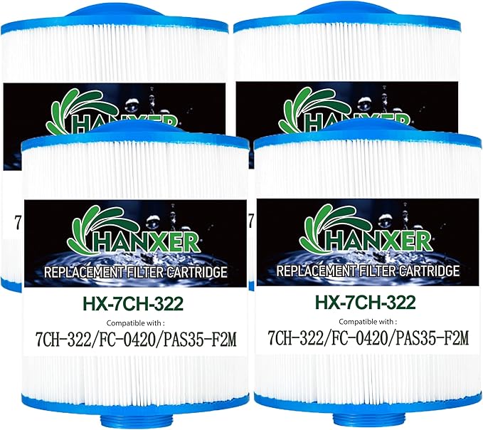 Spa Filter Cartridge Replaces for Unicel 7CH-322, PAS35-F2M, Filbur FC-0420, SD-00036, 70321 Top Load-Coleman Spas, 32 sq.ft Artesian Spas, 4 Pack