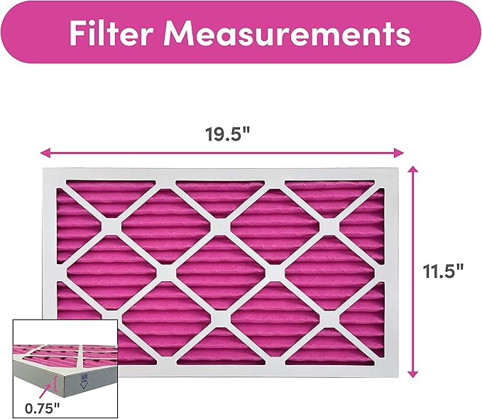 12x20x1 Air Filter by Colorfil | Color Changing Filters for Cat and Dog Odor | MERV 8 Furnace AC Filter for Pet Hair and Dust | 11.5"x19.5"x0.75" Exact Size | Pack of 2