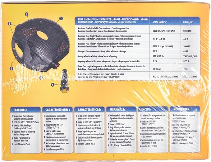 Laguna Max-Flo 1350 Electronic Waterfall and Filter Pump for Ponds Up to 2700-Gallon