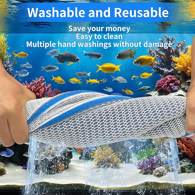Aquarium Filter Media,48"x12"- 8-Layer Filter Sponge Pad for Fish Tank and Pond,Cuttable & Washable Aquarium Filter Floss for Crystal Clear Water