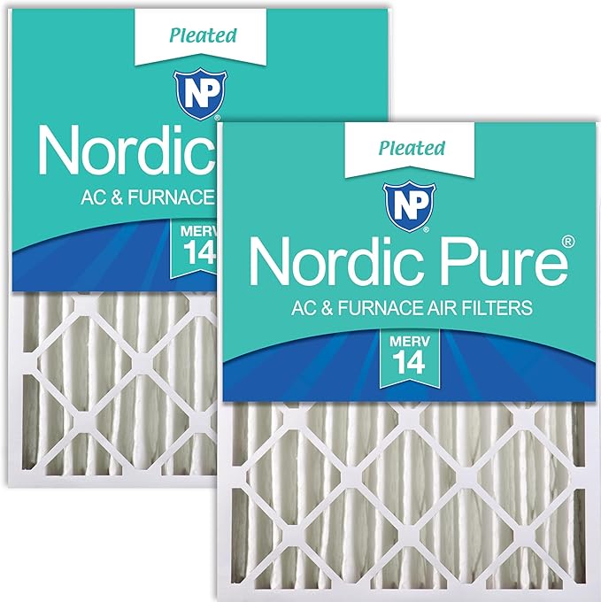 Nordic Pure 20x20x4 (19_1/2 x 19_1/2 x 3_5/8) Pleated MERV 14 Air Filters 2 Pack