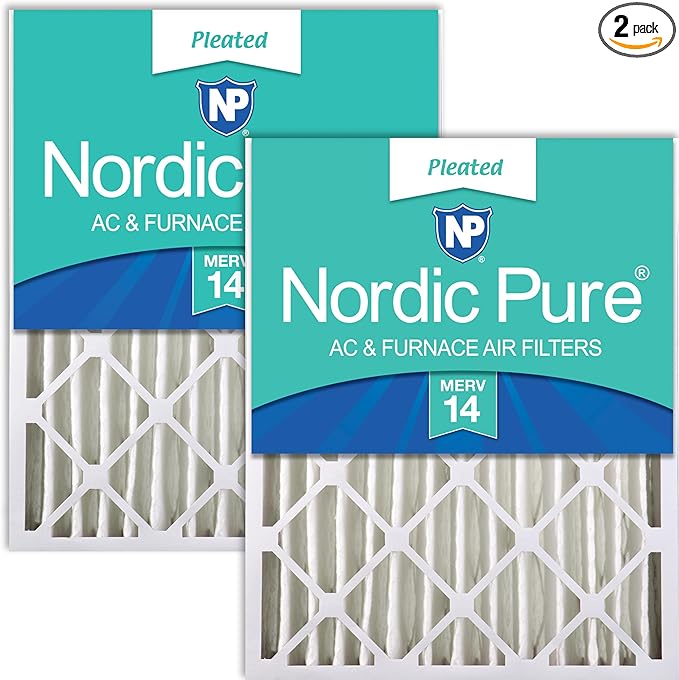 Nordic Pure 16x25x4 (15_1/2 x 24_1/2 x 3_5/8) Pleated MERV 14 Air Filters 2 Pack