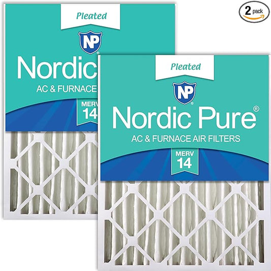 Nordic Pure 16x25x4 (15_1/2 x 24_1/2 x 3_5/8) Pleated MERV 14 Air Filters 2 Pack