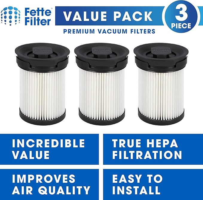 Fette Filter - Fine Dust Vacuum Filter Compatible with Miele TriFlex HX1 FSF Cordless Stick Vacuum Cleaners Series - Pack of 3