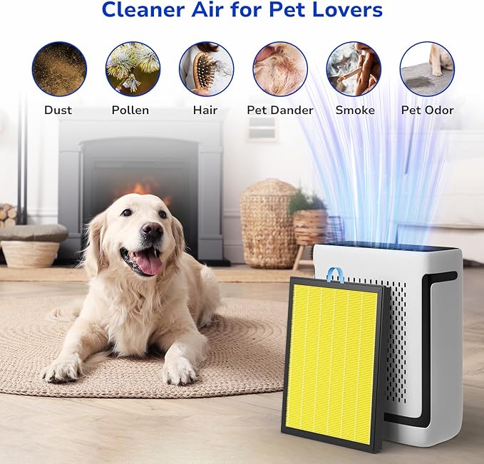 Fil-fresh Vital 100S Pet Care Replacement Filter, Compatible with LEVOIT Vital 100S Air Purifier,Activated Carbon, Replace Vital 100S-RF-PA, Yellow, 2-Pack