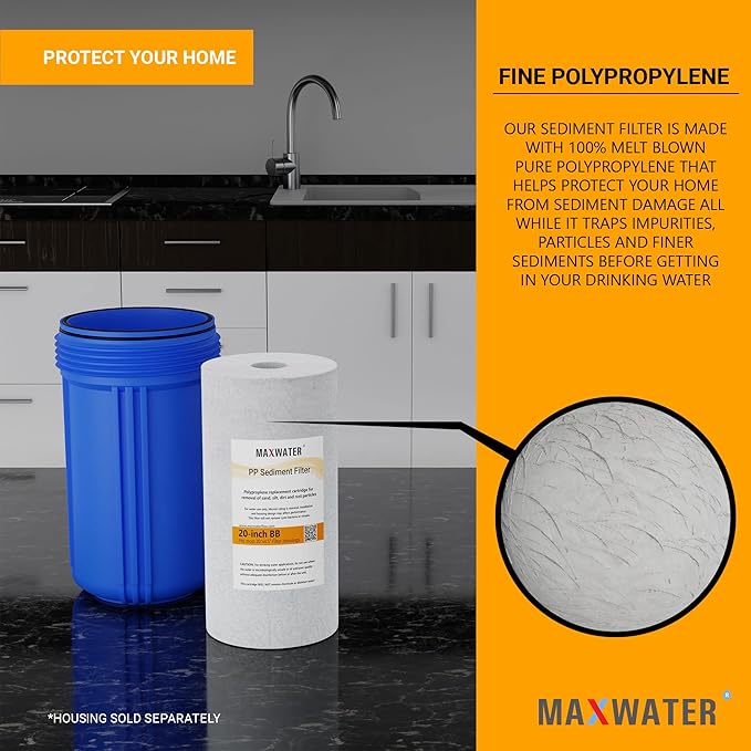 10BB PP Sediment Replacement Water Filter Whole House 1, 5 or 10 Micron 4.5" x 10" Cartridges Compatible with any 10" BB Filter Housings or Whole House Systems (2 Count, 5 Micron)