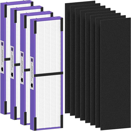 FLT4850PT Filter B Pet Replacement Compatible with G-Guardian AC4825, AC4300, AC4900, AC4825DLX, AC4850, CDAP4500 Air Purifier, 4 H13 Filters + 8 Activated Carbon Pre-Filters, Purple