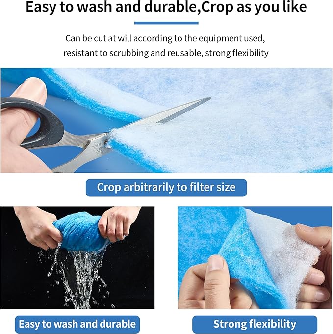 12" x 78" Aquarium Filter Sponge Fish Tank Pond Filter Media Filters Pad for Fish Tank,Filter Freshwater, Saltwater Aquariums, Reusable Fish Pond Filter Material, 0.59" Thick,Blue