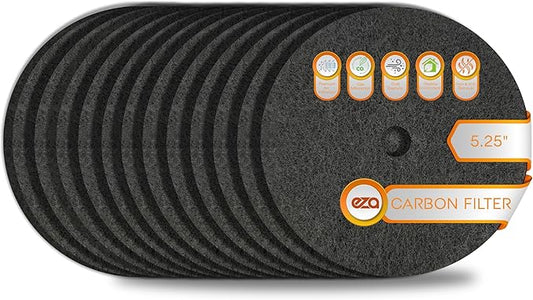 RV Premium Charcoal Activated Carbon Fiber Air Conditioner Filter - RV 5.25" Round Air Duct AC Carbon Filter Replacement for RV AC Vent (12 Pack With Central Hole)