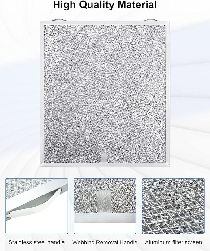 2 Pcs S99010430-002 Range Hood Filter Compatible with Broan Nutone Ken-more 15-3/4" x 13-7/8" x 3/8" Aluminum Mesh Grease Range Hood Filters Replace 99010430-002 4512880