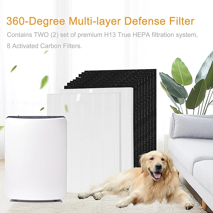 Compatible with Winix D480 Air Purifier,D480 True HEPA Replacement Filter D4,1712-0100-00,2 H13 True HEPA Filter+8 Activated Carbon Filters(2+8)