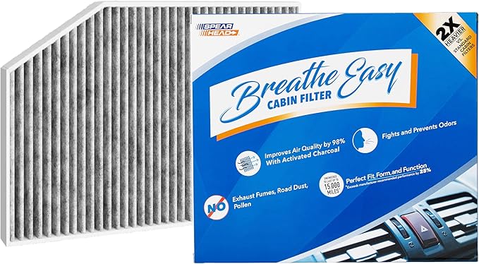 Spearhead Odor Defense Breathe Easy AC & Heater Cabin Filter | Fits 2/3/4 Series, i4, M2, M3, M4 X3, X4, Z4, GR Supra Like OEM | Up to 25% Longer Lasting w/Activated Carbon (BE-553B)
